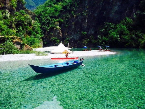 beach summer lake koman travel albania tour guide day trip