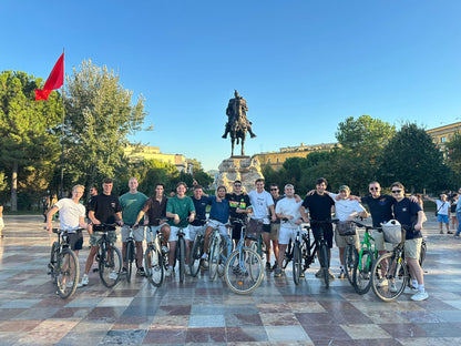 dutch tourist groups bike tour cycling Tirana city center and Lake park