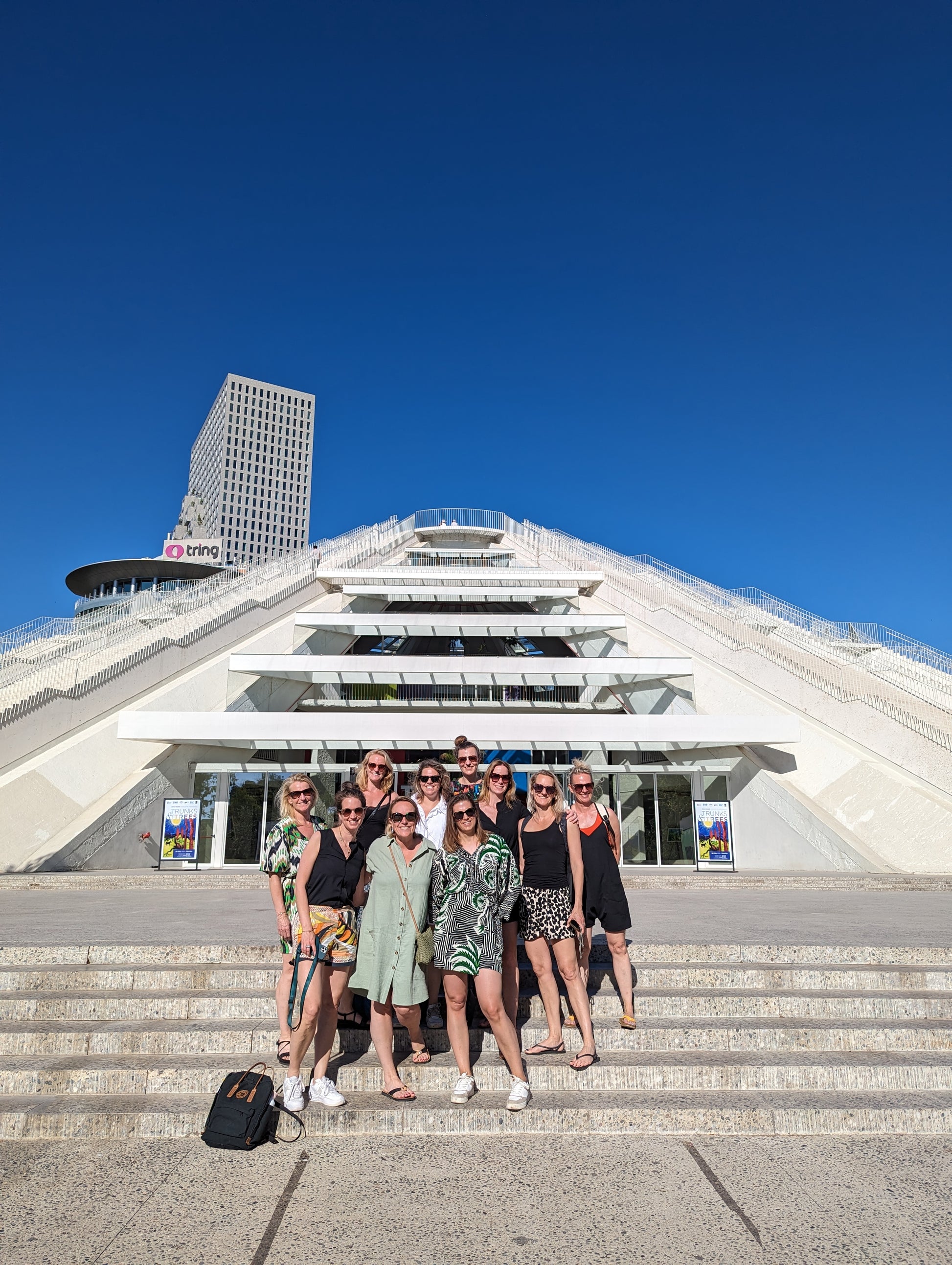 dutch women visiting the Pyramid of Tirana city tour history and communist architecture