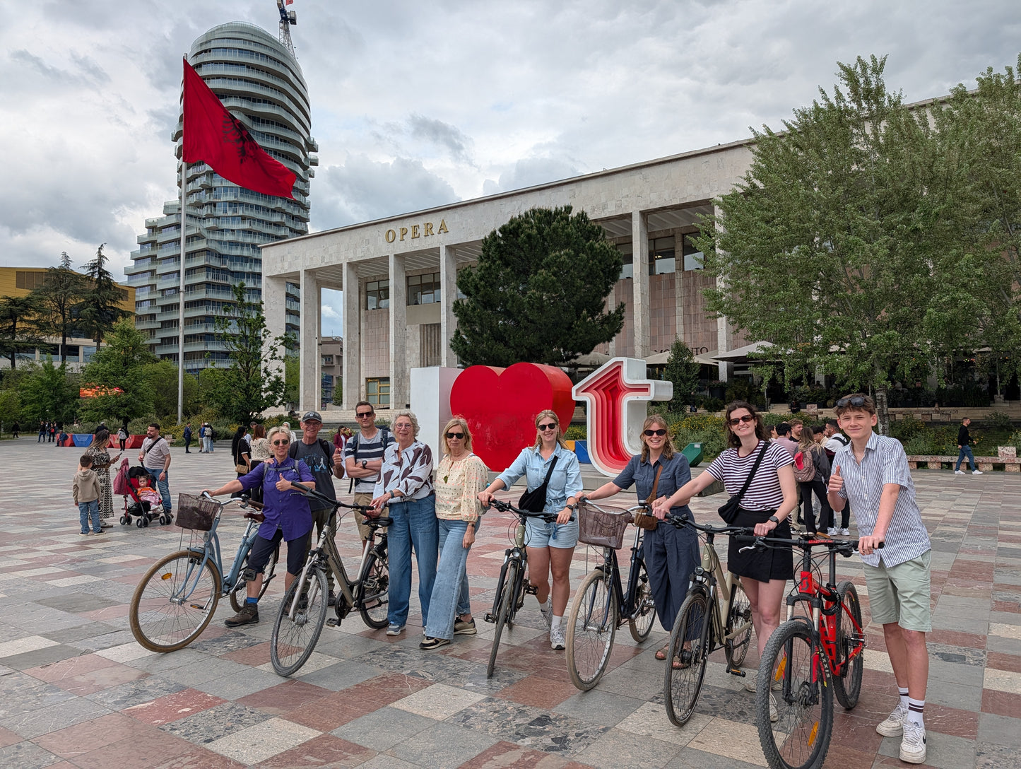 Group of tourists in Skanderbeg Main Square City Center Tirana